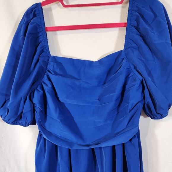 Shein US 8/10 $28 Royal Blue Square Neck Balloon Sleeve Castlecore Short Dress‎ - Picture 4 of 11